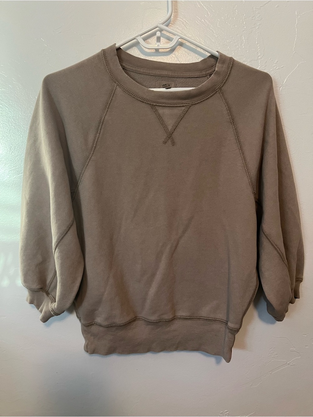 aerie Beige Knit Crew Shirt soft oversized XS